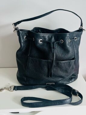 Coach Avery Black Pebbled Leather Drawstring  bucket Bag